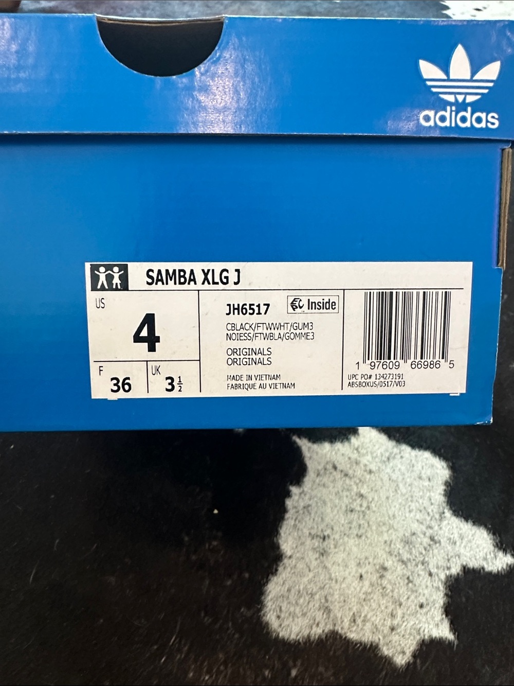 adidas Kids Samba XLG J Shoes - Black/White/Gum